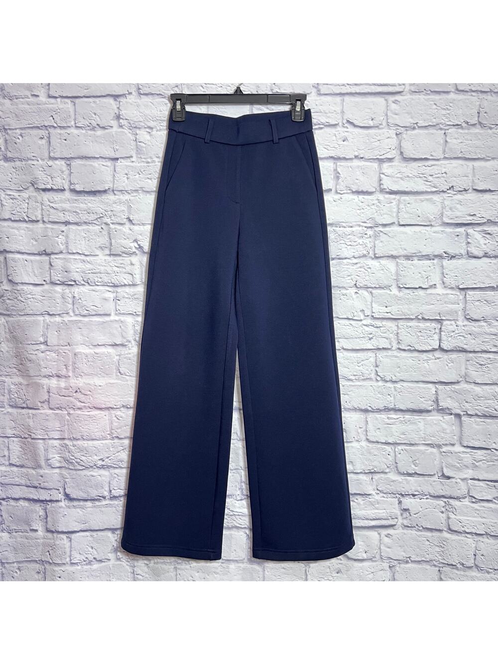 OGL Wide Leg Pants SIZE XS Navy High Rise Stretch Athleisure Trousers